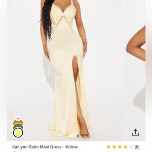Fashion Nova Yellow Sweetheart Maxi Gown